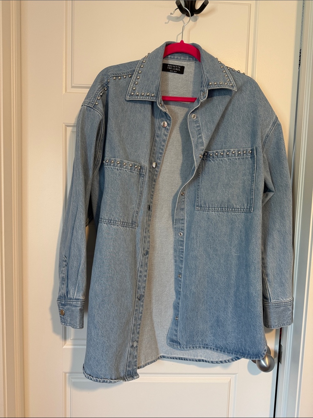 Brunette The Label Light Blue Studded Denim Overshirt